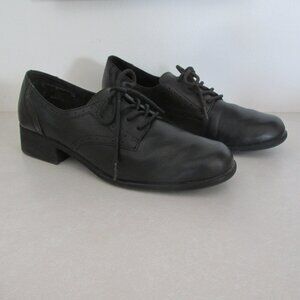 COVINGTON WOMEN'S SIZE 10 M BLACK SHOES HEELS LEATHER OXFORD WING TIP BROGUING